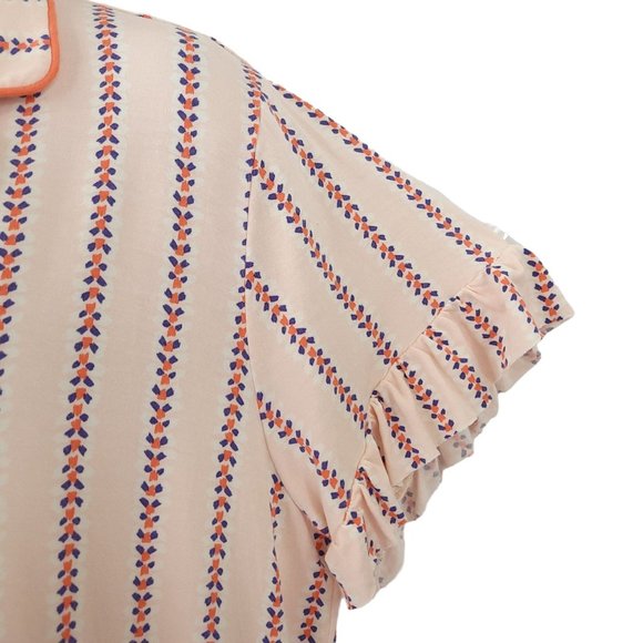 Matilda Jane Button Front Striped Pajama Top Womens Size L Ruffle Sleeve Pink - Picture 7 of 11